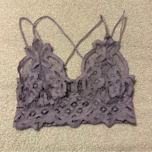 Free People One Lilac Purple Adella Lace Bralette Bra - Picture 3 of 12